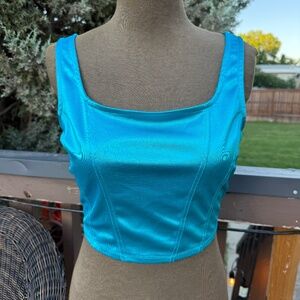 Very Fun Vintage Y2K Cropped Blue Metallic Tank Top